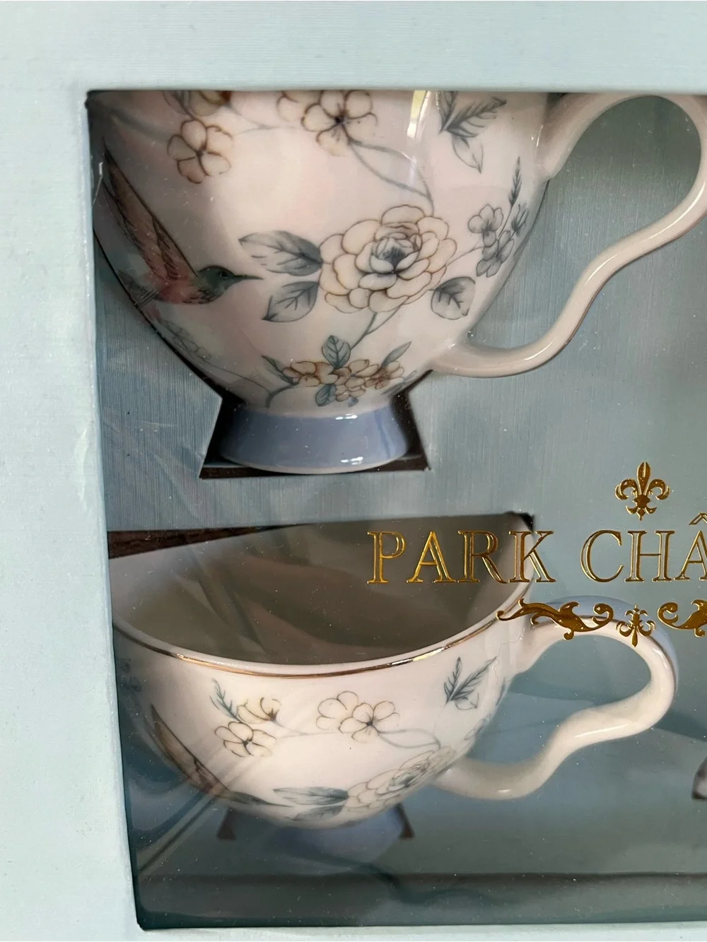 Chateau Blue Floral Teacup and Saucer Set